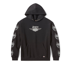Hoodie pullover oversize Winged Horseshoe Dickies x H-D - Black