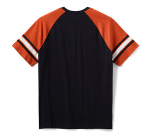 T-shirt da uomo a raglan, H-D Essential con righe sulle maniche