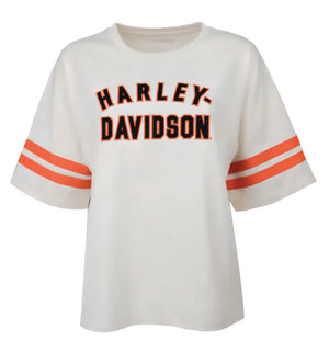 T-shirt da donna Harley-Davidson modello Boxy Essential color bianco sporco