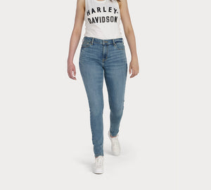 Pantaloni skinny a vita alta Harley-Davidson da donna - Medium Indigo